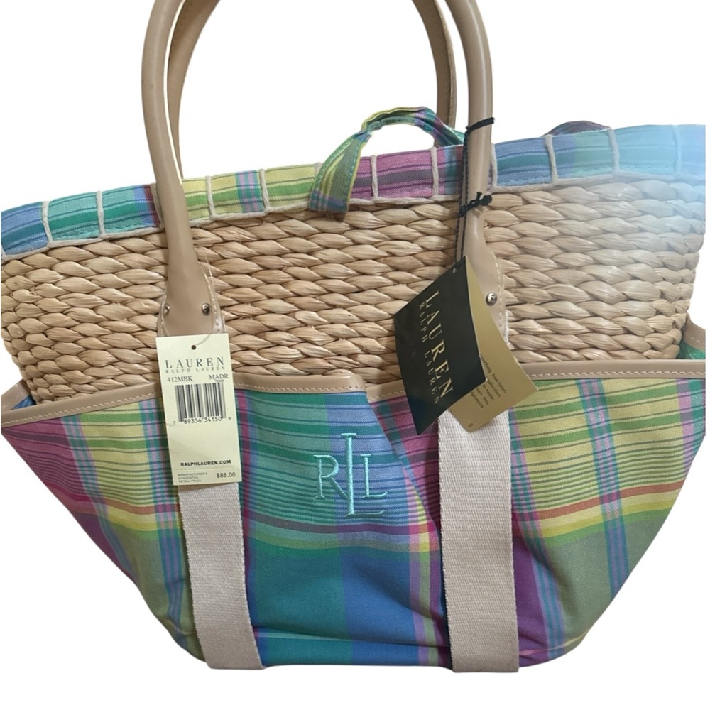 Ralph Lauren Multicolor Plaid Tote Bag
